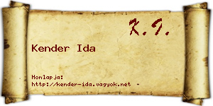 Kender Ida névjegykártya